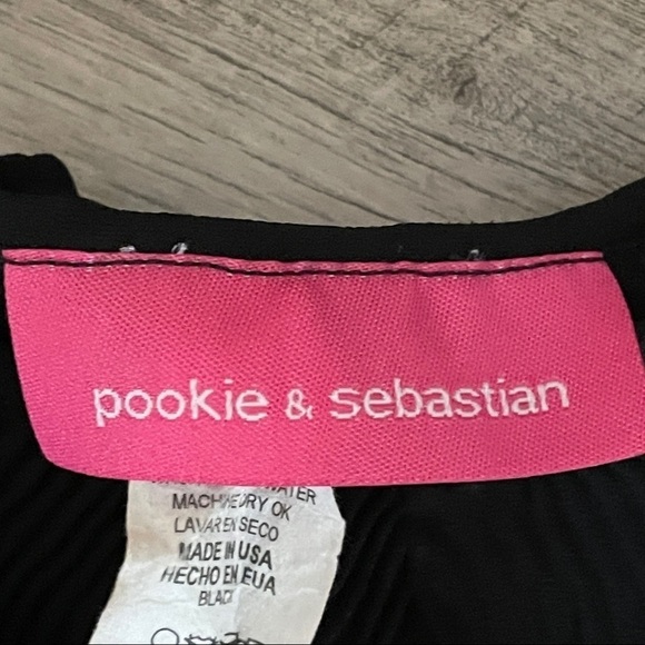 Pookie & Sebastian Accordion pleated Cutout Black Boho Peasant Blouse Size S - Picture 10 of 11